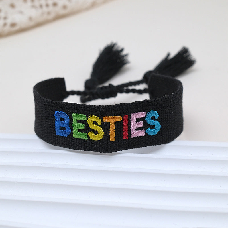 Wholesale Cord Letter Woven Tassel Bracelet